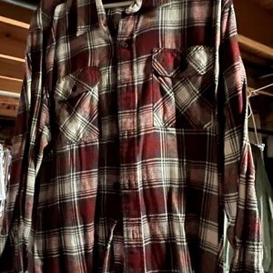 Wrangler Men's Plaid Shirt - Red and Cream